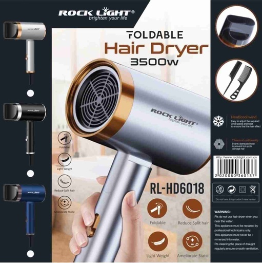 Rock Light Foldable HairDryer 3500W
